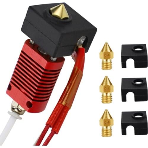 7pcs Upgrade Parts Assembly Extruder Hot End With PTFE Tube+silicone Cap×3+0.4mm nozzle×3 for Creality Ender 3 V2/3 Pro Printer