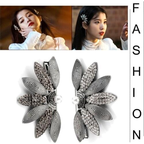 Women Girl Hair Accessories Hairpin Rhinestones Hair Clips Korean Hair Ties Girls Hairpins Leaf Hair Scrunchies Clip 머리핀