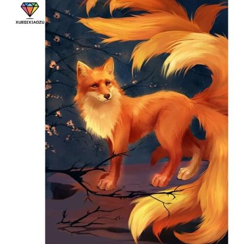 XUEQIXIAOZU Full Round fox Diamond drawing Diamond embroidery 5D DIY Diamond setting Mosaic painting Home decoration 2020 New