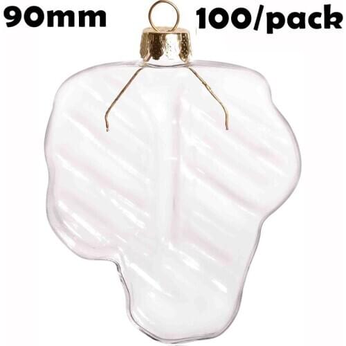 Free Shipping DIY Paintable Christmas Decoration Ornament/Ball 90mm Glass Maple Leaf, 100/Pack