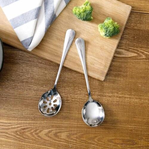19CM Stainless Steel Large Hot Pot Soup Spoon Household Long Handle Colander Spoon Kitchen Accessories Cooking Tools