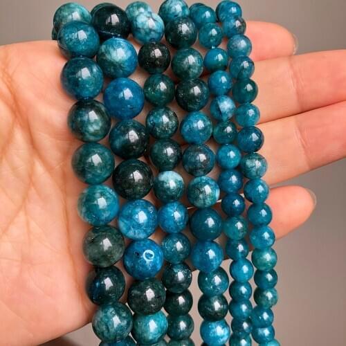 Natural Stone Blue Apatite Round Loose Spacer Beads For DIY Jewelry Making Bracelet Necklace Accessories 15''Inches 6 8 10mm