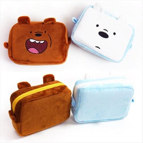 Cute Little bear Cartoon Pencil Case Cute Plush Pen Bag Large Capacity Makeup Pouch Portable Cosmetic Bag