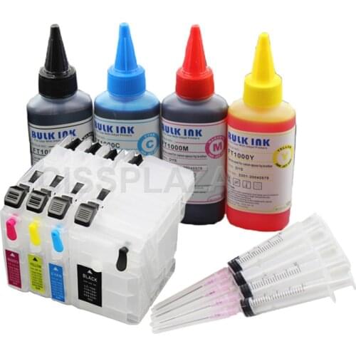 CISSPLAZA 4pcs 100ml Dye Ink LC529XL lc529 lc525 refill ink cartridge compatible for brother DCP-J100 DCP-J105 MFC-J200 printer