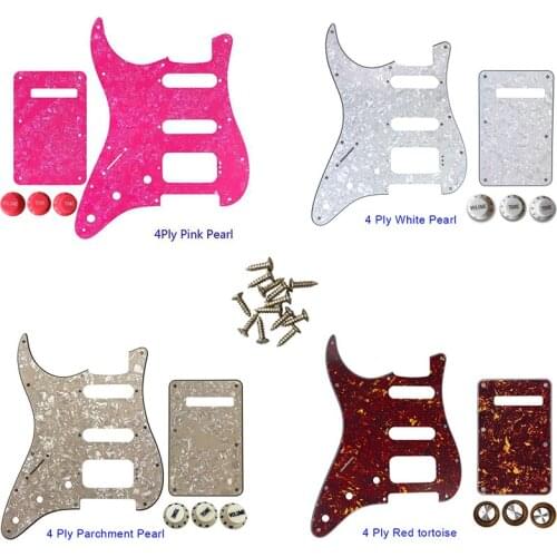 Guitar Parts -For US Fd Left Handed 11 Screw Holes MIM Start SSH Humbucker Guitar Pickguard & Back Plate & Control Knob