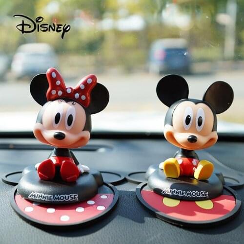 Disney Mickey Mouse Minnie Anime Figure Doll Toys Fashion Disney Mickey Minnie Cartoon Shake Head Model Doll Car Deco Kids Toy