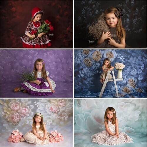 Mocsicka Fine Art Textured Hand Painted Flowers Photography Backdrops Retro Floral Portrait Photo Props Studio Booth Background