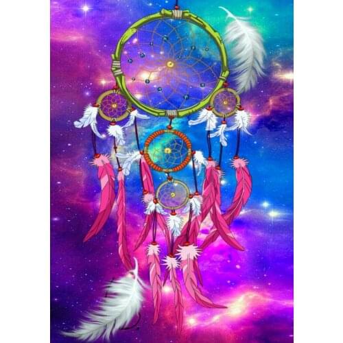 JMINE Div 5D Indian Dream Catcher Galaxy feathers Full Diamond Painting cross stitch kits art Scenic 3D paint by diamonds