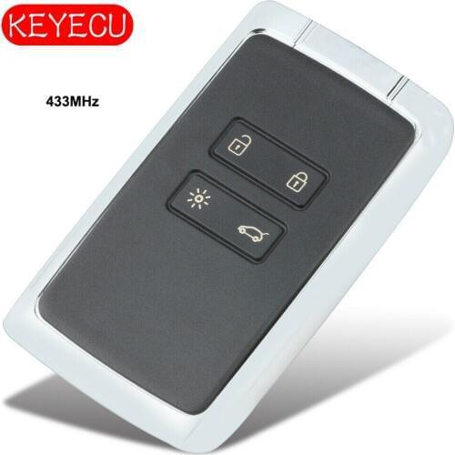 KEYECU Keyless Go Smart Remote Key Fob 433MHz for Renault Espace 5, Megane 4, Talisman 2016-2019 P/N: 285977147R