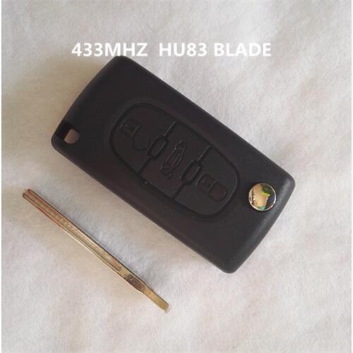 Brand New Folding Remote Key 3 Button For Citroen 433MHZ ID46 Chip Uncut HU83 With Groove Blade