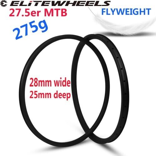 ELITEWHEELS Flyweight 275g Only 27.5er Mountain bike Rim Japan Toray T800 Carbon fiber For XC Cross Country MTB Wheel 24 28 32H
