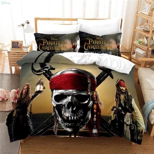 Hot Movie Pirates of The Caribbean 3d Bedding Set Popular Jack Sparrow Character Print Bed Linen Bedclothes Twin Queen King Size