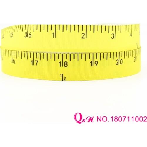 Q&N ribbon 16mm 22mm 25mm 38mm Yard Ruler Printed Grosgrain Ribbon Webbing 50yards/roll For Hair Tie