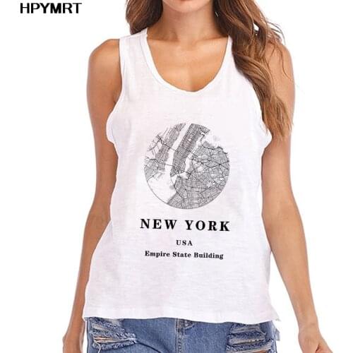 Summer New York map Print Tank Tops Women Fashion Fun Graphics Lady Streetwear Sexy Vest Female Sleeveless Tee Top Clothes Femme