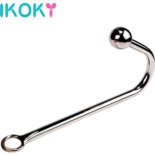 IKOKY Prostate Massage Gay Anal Plug Dilator Butt Plug with Ball Sex Toys for Men and Women Anal Hook Stainless Steel Metal