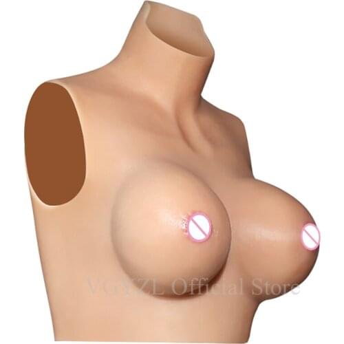 Upgrade BCDEF High Collar Fake Artificial Boob Realistic Silicone Breast Forms Crossdresser Shemale Transgender Drag Queen