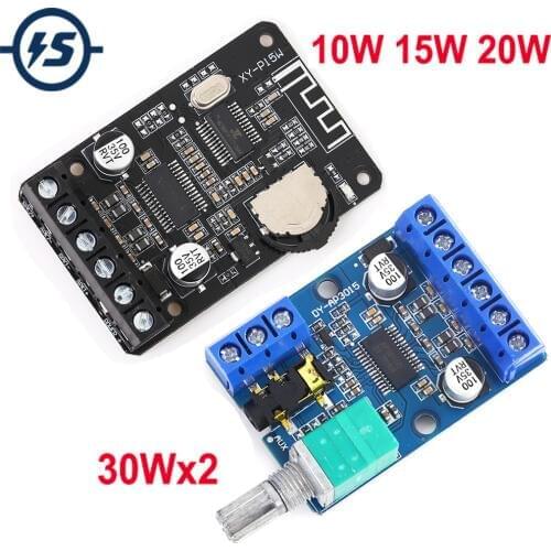 High-Power Stereo Digital Power Amplifier Board 12V 24V 30W+30W 10W/15W/20W Power Supply DIY Module