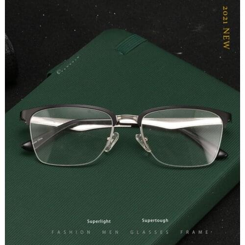 Men Eyewear Fashion Optical Eyeglasses Half Frame Alloy Super Light Prescription Glasses Frame