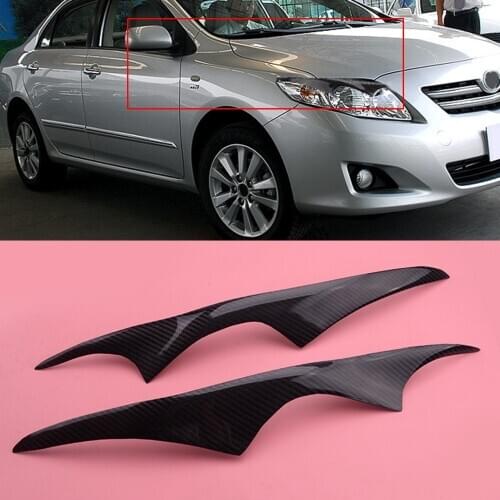 1 Pair Carbon Fiber Headlight Lamp Eyebrow Eyelid Cover Trim Sticker Fit for Toyota Corolla 2003 2004 2005-2008