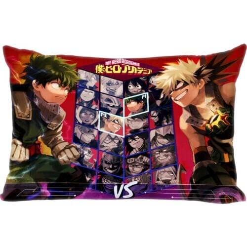 Anime My Hero Academia 4 Pillow Cover Bedroom Home Office Decorative Pillowcase Rectangle Zipper Pillow Cases Satin Fabric A1.29