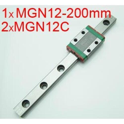 New MGN12 12mm linear rail MR12 MGN12-200mm miniature linear slide = 1pcs 12mm L-200mm rail+2pcs MGN12C carriage