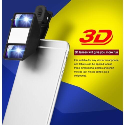 VR Phone Stereoscopic Camera Lens for Universal External Mini 3D Phone Lens Stereoscopic Lens With Clip