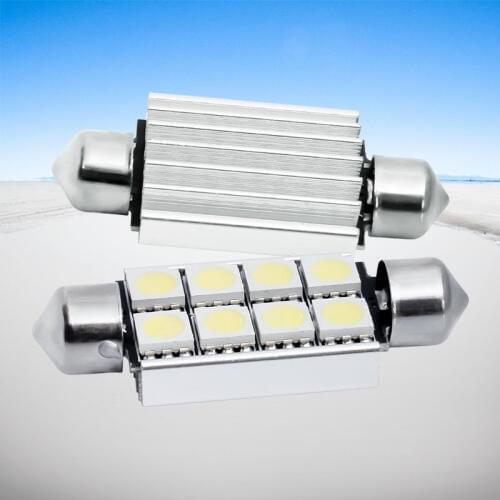 2pcs 41mm 6418 C5W 8 SMD 5050 LED White CANBUS Error Free Car License Plate lights Bulb Reading Dome Festoon Lamp door light