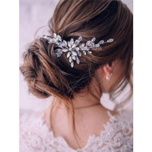 Elegant Silver Bridal Hair Accessory Rhinestone Hair Vine Crystal Headband Women Flower Hair Jewelry Wedding Hair Accessories