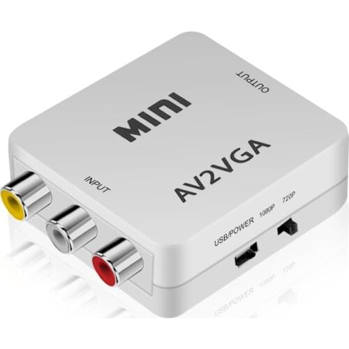 Kebidu HD RCA CVBS AV To VGA Video Converter Conversor Mini AV2VGA Video Converter Adapter With 3.5mm Audio To PC HDTV Converter