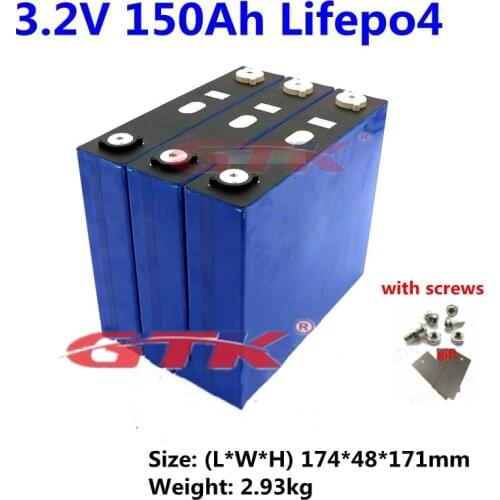 On sale! 2000 cycles Lifepo4 3.2V 150Ah Lithium Iron Phosphate battery 3.2V cells for 12v 24v 48V 300ah 600ah battery pack diy