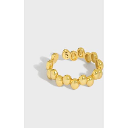 Real 925 Sterling Silver Cute Beans Rings For Women Jewelry, Simple Adjustable Finger Ring Female Party Gold Color Accessories