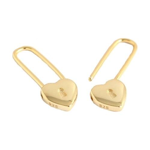 925 Sterling Silver Earring Fashion Zircon Paperclip Rectangle Heart-shaped Snake Short Pendant Drop Earring Woman Ear Jewelry