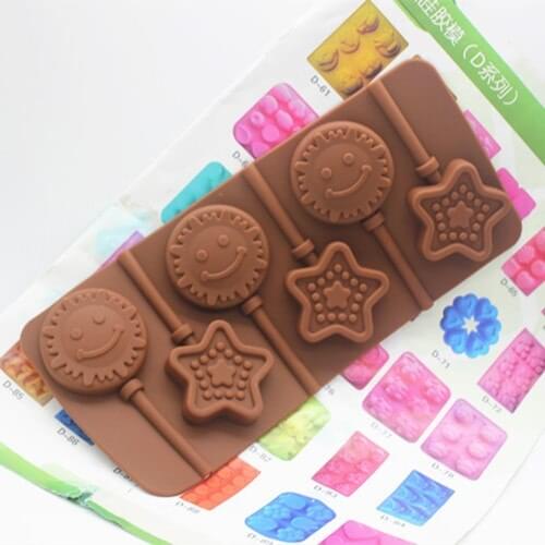 Silicone mold 6 cavity sun star shape Lollipop mold Chocolate mold Fondant cake mould Free shipping