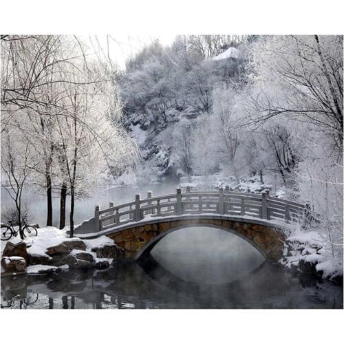 Snow bridge forest DIY Diamond Painting Cross Stitch Needlework Home Decor Full Rhinestone Mosaic 5D Diamond Embroidery AS833