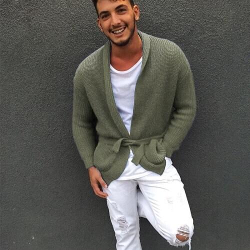 Trench Male Autumn Warm Jacket Coat Sweater Male Winter Sweater Winter Cardigan With Belt