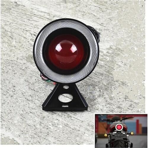 Universal Cafe Racer Motorcycle LED Tail Brake Light Lamp Round Rear Brake Light