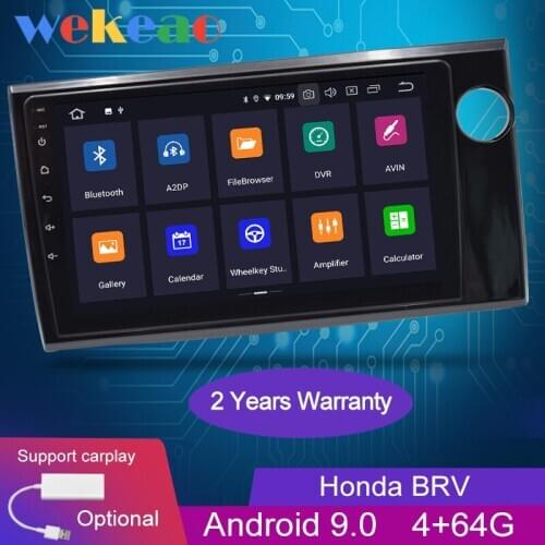 Wekeao Touch Screen 9'' 1 Din Android 9.0 Auto GPS Navigation Car Radio Automotivo For Honda BRV Car DVD Player 2015+ Bluetooth