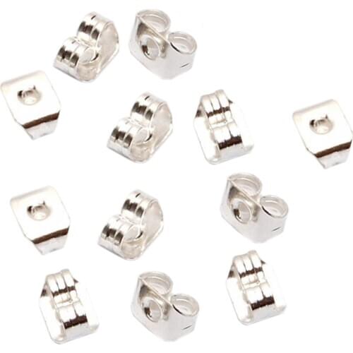 50pcs Silver Plated Butterfly Earring Ear Stud Back Stopper Fastener 3x5mm