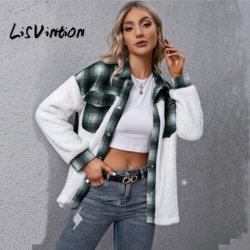 Womens Casual Plaid Wool Blend Button Down Long Sleeve Shirt Jacket Shackets