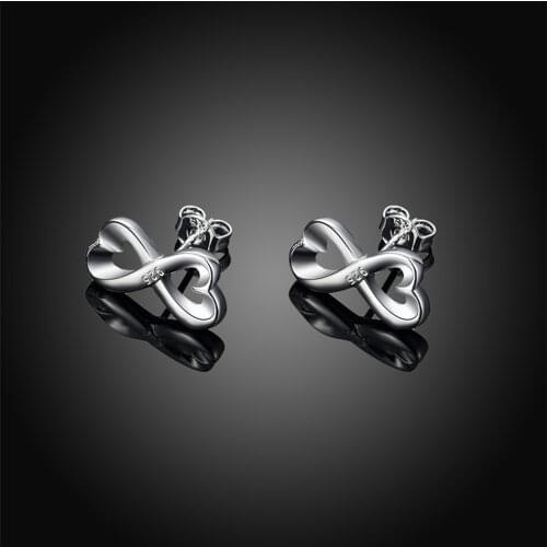 New 925 Silver Love Heart Small Stud Earring For Women Fashion Jewelry Valentines Day Gifts