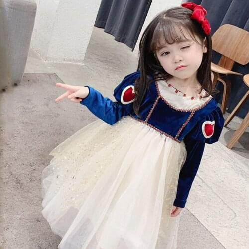 Girls Gold Velvet Princess Dresses For New Year 2021 Autumn ChildrenS Costumes Winter Long-Sleeve Christmas Dresses For Girls