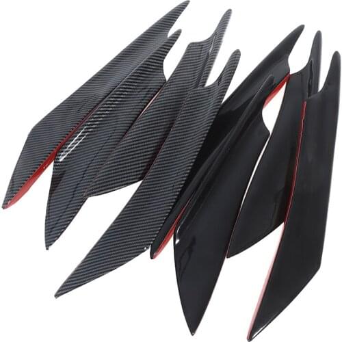 1Set/4Pcs Universal Black Carbon Fiber Auto Voorbumper Lip Rubber Fin Splitter Body Spoiler Canards Spoiler auto Accessoires