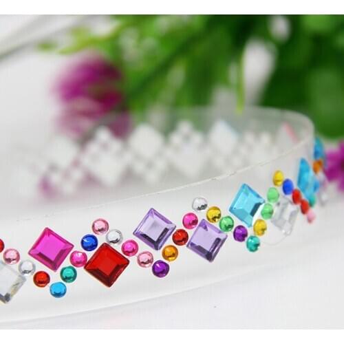 1Pcs 1.8*50CM Random Style Multicolor Self Adhesive Glitter Acrylic Rhinestone Sticker ChildrenS Toys Photo Frame Decoration