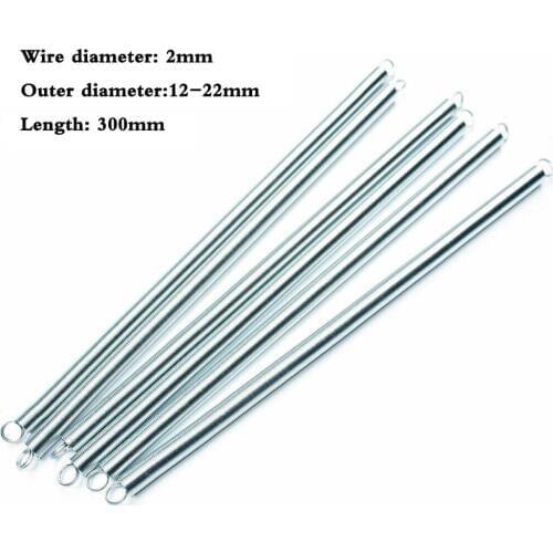 1Pcs Spring Steel Dual Hook Long Expansion Tension Spring Hardware Accessories Wire Dia 2mm Outer Dia 12-22mm Length 300mm