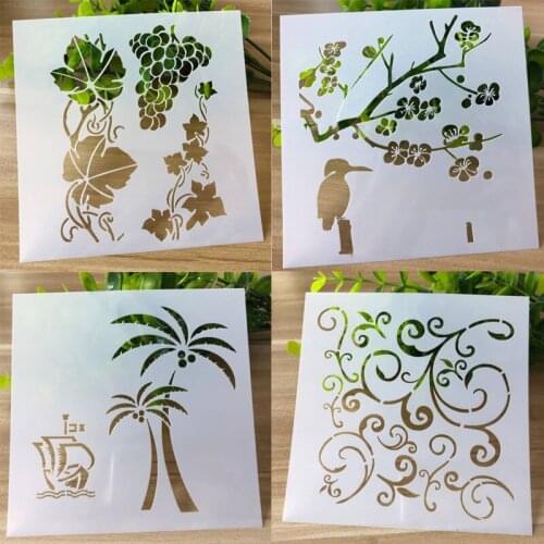 1pc Grapevine Coconut Tree Stencil DIY Wall Layering Painting Template Decoration Scrapbooking Embossing Supplies