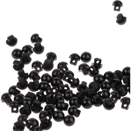 100Pcs 6mm Solid Black Bear Doll Eyes Mushroom Eyes - Round Sewing Shank Buttons - for Stuffed Animal DIY Craft