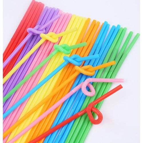 1000Pcs Multicolor Disposable Straw Tensile DIY Elbow Art Plastic Bendable Drinking Straw Bar Club Birthday Party Beverage Straw