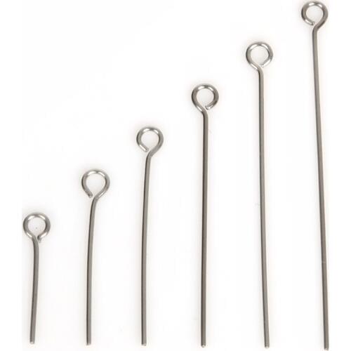 200pcs Stainless Steel Eye Head Pins 15 20 25 30 35 40mm Eye Pins Findings for DIY Jewelry Making Accessories