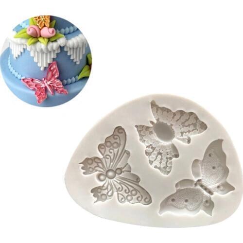 3 Butterflies Silicone Mold Fondant Cake Decorating Tools Sugarcraft Candy Clay Mold Cookie Cupcake Chocolate Baking Mold