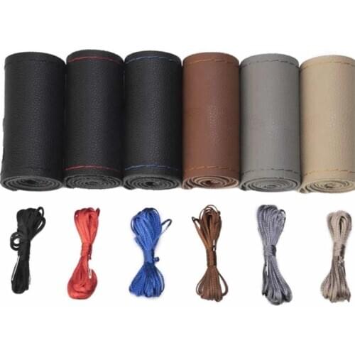37/38CM DIY Braid On Thickened Steering Wheel Covers Soft Leather Wheel Covers with Needle and Thread